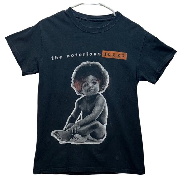 The Notorious B.I.G. Graphic Tee Shirt small black STAINS Biggie Smalls - Picture 1 of 6